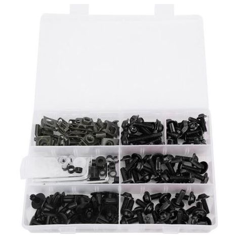 198 pièces/ensemble vis de carénage de pare-brise M5 M6 Kit de boulons moto accessoire noir (1/4)