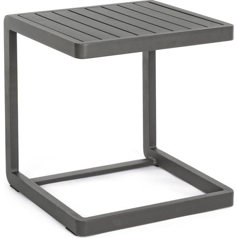 Couchtisch "Konnor" für Outdoor und Garten Sonnenliege 40 cm aus Aluminium -Anthrazit (1/4)