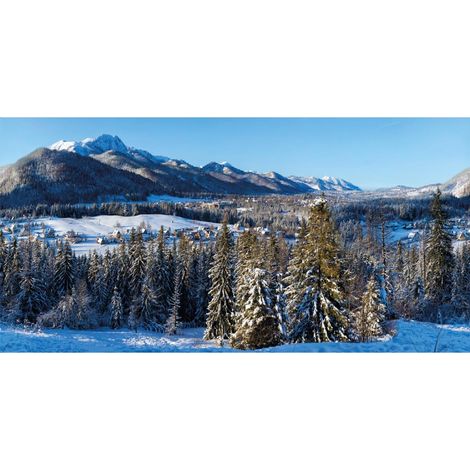 Toile de fond de Noël en tissu Montagne enneigée - 300 x 150 cm - My Village