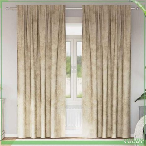 Rideaux en velours - FAFEISY - 4107701 - Crème - 245 x 140 cm (2 pcs) - Occultant (1/5)