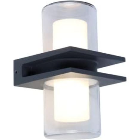 Eco Light - Lampada da parete per esterni, in altri metalli, 18 W, colore: antracite/bianco/trasparente [Classe di efficienza energetica A+]