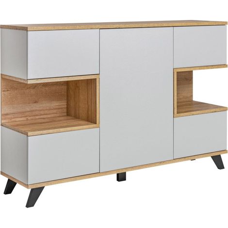 Buffet 3 Portes Design "Bogota" 160cm Gris & Naturel (1/5)