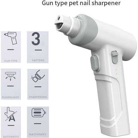 Lime à ongles électrique pour animaux, ABS USB, lames réglables, silencieuse, rechargeable LED (1/3)