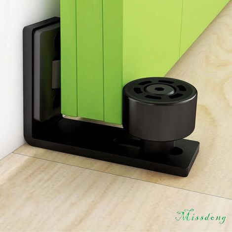 Black adjustable floor guide, wall/door floor guide for wooden sliding doors (1/5)