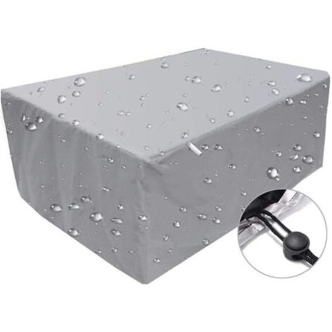 Housse de mobilier d'extérieur, bâche imperméable coupe-vent anti-UV, housse de protection en tissu Oxford 210D argent - 244x 244 x30cm (1/5)