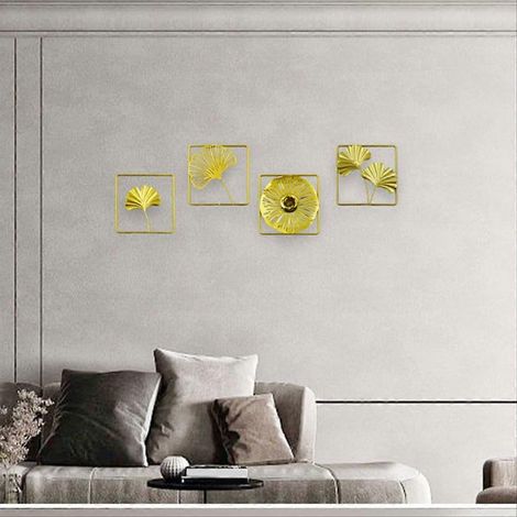Wanddekoration aus Ginkgoblättern, Wandanhänger aus Ahornblättern und goldene Palme (1/5)