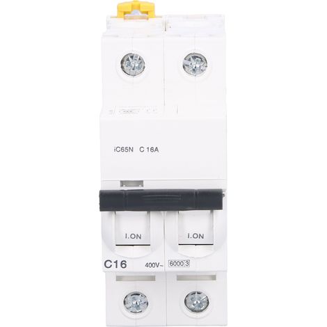 Modularer 2P 16A C-Kurven-Leistungsschalter IC65N, 400V AC Fehlerstromschutzschalter, DIN-Schiene, Überlast- und Kurzschlussschutz. (1/5)