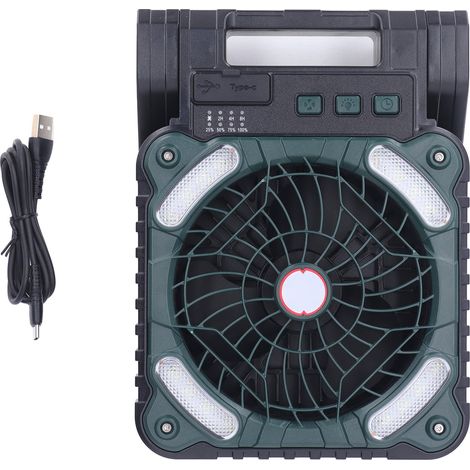 Ortviai Ventilateur Portable Solaire avec Lampe LED et Batterie 5200 mAh – 4 Vitesses, Charge USB (1/5)