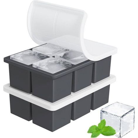 Moule À Glaces En Silicone - 6 Compartiments Indépendants - Couvercle Inclus - Noir - Facile À Démouler (1/5)