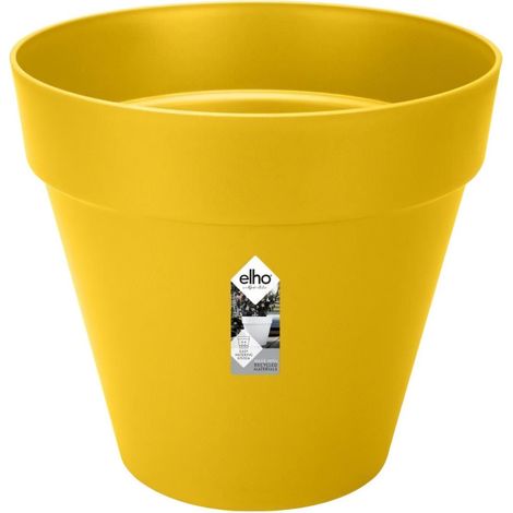 Pot De Fleurs Rond LOFT URBAN - Plastique - Percé - Réservoir - Avec roulettes - Ø40 - Ocre