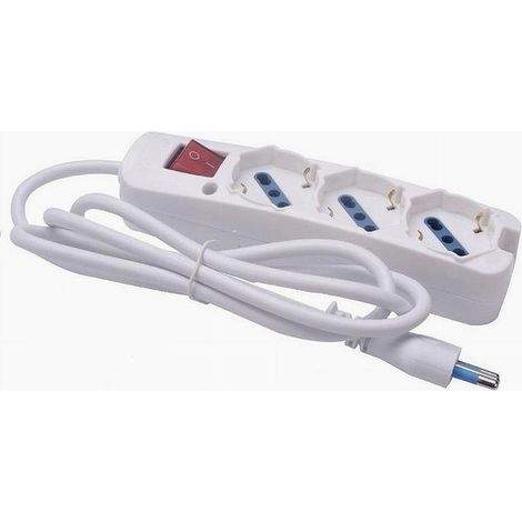 TRADE SHOP - Multipresa 3 Uscite Universali Interruttore Luminoso Spina 16a Cavo 1.5mt 80178n - (1/3)