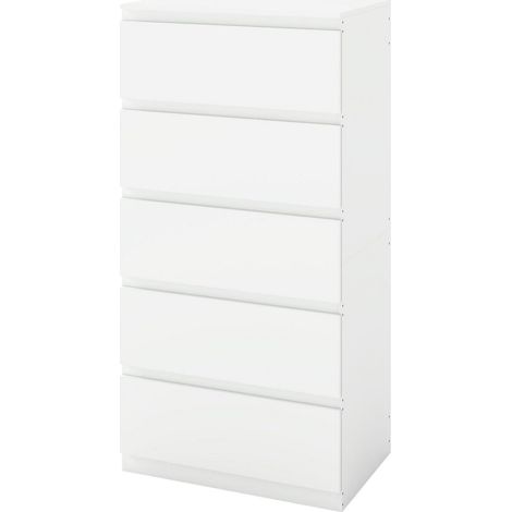 Weiße Kommode mit 5 Schubladen Schlichtes Design Stauraum für Wohnzimmer, Schlafzimmer (1/5)
