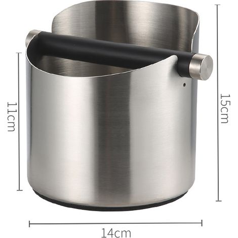 Espresso-Kaffeebehälter, Edelstahl-Kaffeebehälter für Kaffeemühlen, mit abnehmbarem Tamperstab, große Edelstahlfarbe.