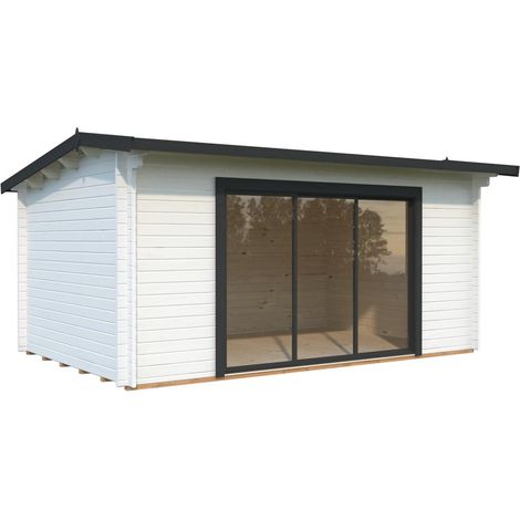 Abri de jardin en bois Ines 13,7 m2 Slide Peint blanc + anthracite (1/5)