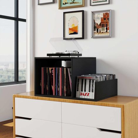 Design moderne, meuble vinyle avec station de charge, rangement réglable pour 145 disques, salon ou chambre (1/5)