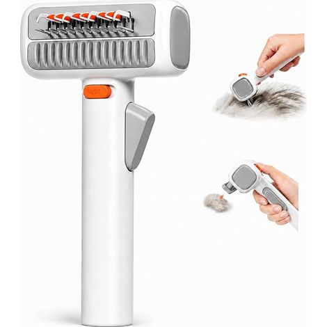 Peigne démêlant 2 en 1 avec lame de sécurité – Peigne pour sous-poil et outil de démêlage pour chiens et chats – Démêle les nœuds et élimine les poils morts – Doux pour la peau, manche ergonomique
