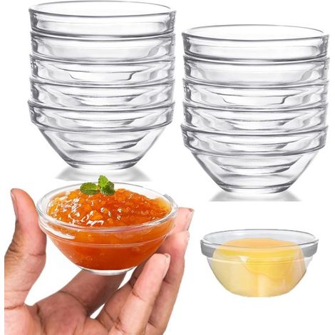 Longziming - Ensemble de 10 bols à sauce en verre - Petits bols de 75 ml - Bols empilables pour sauces, épices et amuse-gueules - Verre transparent (1/5)