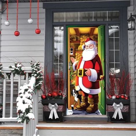 Weihnachtsmann-Türdekoration, hängende Türdekorationen, Weihnachtsbanner, hängende Weihnachtskulisse a-Ywey (1/4)