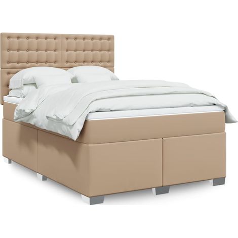 Boxspringbett Matratze Cappuccino-Braun 140x200cm Kunstleder (1/5)