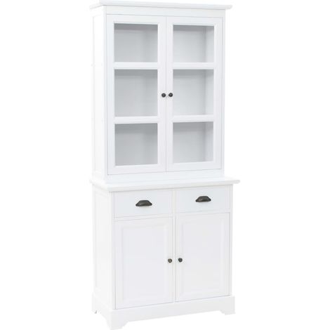 Vitrine à 4 portes, en MDF et pin, 80 x 40 x 180 cm