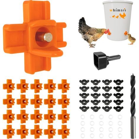 Lot de 20 abreuvoirs automatiques pour volailles, bec verseur pour poules et poussins, système d'abreuvement DIY pour seaux et contenants (1/5)