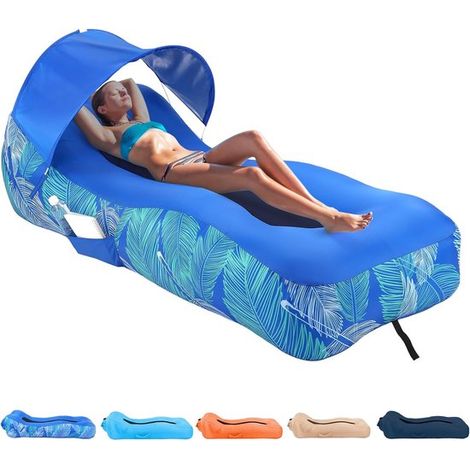 Aufblasbarer Liegestuhl und Sofa mit Sonnenschutz, wasserdichtes Strandbett und Camping-Hängematte. (1/5)