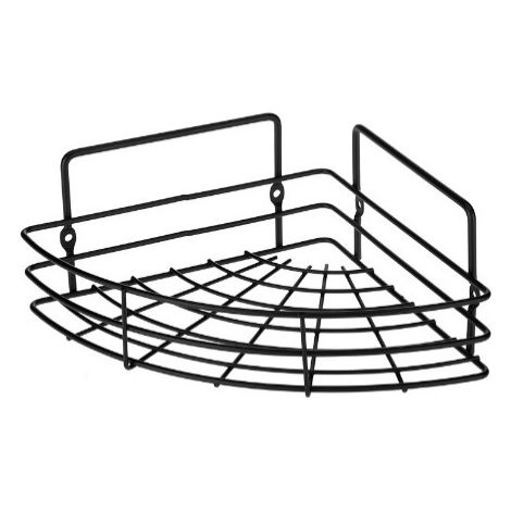 Étagère d'angle de salle de bain à un niveau, acier thermolaqué noir mat (1/2)