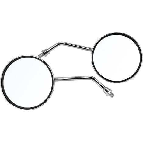 Suuonee Moto Mirror, 2pcs/Set 10mm Ronde Placage Argent Moto Rétroviseur Arrière Gauche Et Droit Rétroviseur (1/5)