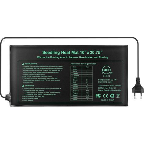 Tapis chauffant pour semis - Plateau de germination - 18 W - Convient à la germination des plantes d'intérieur (1/5)