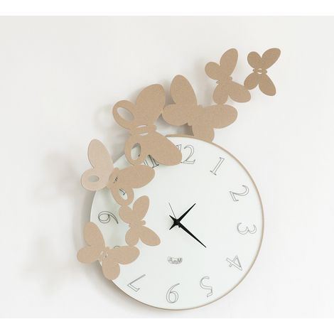 BUTTERFLY TONDO, Orologio da Parete con Farfalle, Arti e Mestieri