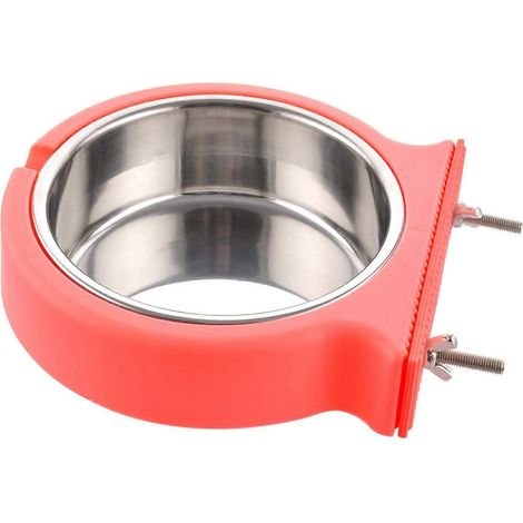 Cage pour chien rose (S) avec gamelle amovible en acier inoxydable, gamelle suspendue, petit distributeur d'eau et de nourriture pour chiens, chats, lapins et oiseaux, accessoires pour animaux de comp (1/5)