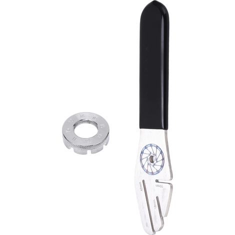 Outil de redressage et d'alignement des disques de freins à disque de vélo, avec clé à rayons. (1/5)