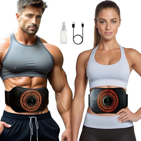 ABS Electrostimulateur Musculaire,Ceinture Abdominale Electrostimulation, 8 Modes 19 Niveaux pour Stimulateur Musculaire Femme Homme Entraînement Abdominal Rechargeable (1/5)