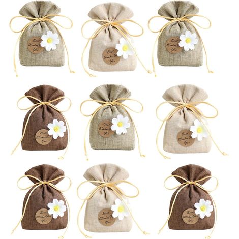 Lot de 9 Sachets Vides en Coton-Lin Multicolores Cordon, Paquet de Rangement Parfumés pour Armoire et Voiture, Sachets Portables pou (1/5)