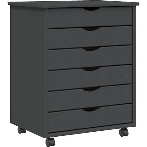 Armadio su ruote con cassetti ampio spazio contenitivo 53 x 39 x 65,5 cm legno di pino grigio 020047161