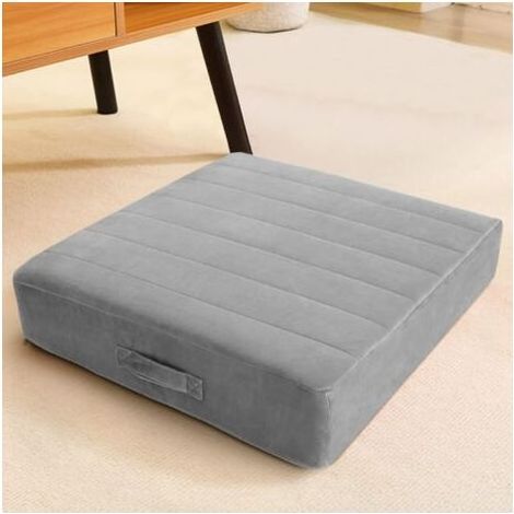 Coussin de sol carré pour adultes et enfants, grand coussin de méditation, mousse épaisse et housse touffetée lavable, assise grise 45 cm, convient pour s'asseoir et faire du yoga (1/4)