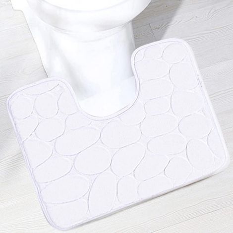 1 Tapis contour de WC, microfibre douce, dos antidérapant, forme U, blanc, pour salle de bain