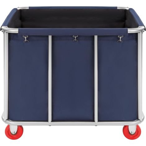 Chariot à linge commercial bleu avec roues, Capacité maximale : 440 lbs, Panier à linge pour hôtels, appartements, entrepôts, ménages privés, 90 x 65 x 80 cm (1/5)