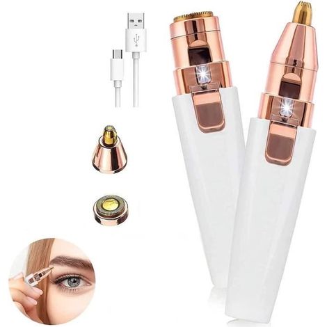Rifinitore elettrico 2 in 1 per sopracciglia da donna - ZGEER - Ricaricabile - Luce LED - Rifinitore per sopracciglia e viso (1/4)