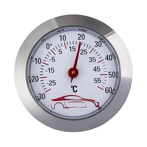 Mini-Autothermometer -30 bis 60 °C, integriertes Temperaturmessgerät, 43 mm rundes Zifferblatt – analoge Temperaturanzeige (1/5)
