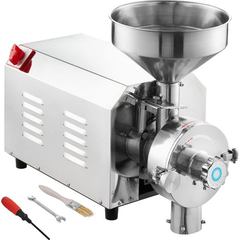 VEVOR Molinillo Electrico de Grano 3000 W Molinillo de Especias Comercial de Acero Inoxidable Alta Velocidad Molino de Harina de 100 kg/h para Moler Especias Hierbas Pimientos Maíz Cacahuetes