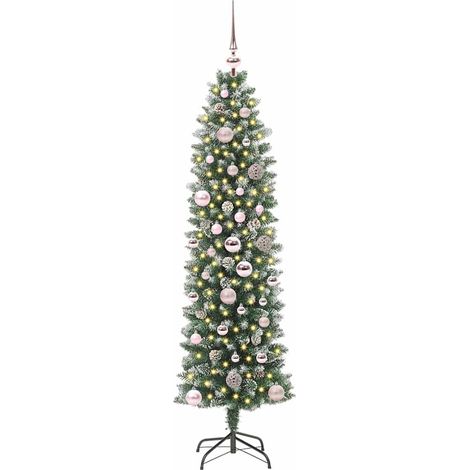 Arbre de Noël  Sapin de Noël artificiel slim avec 150 LED Vert et blanc 150 cm (1/5)