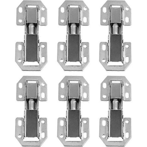 Set mit 6 Stahl-Möbelbändern – Tür- und Schrankbänder – Möbelbeschläge – 10,5 x 4,3 x 2,5 cm – Silber (1/2)
