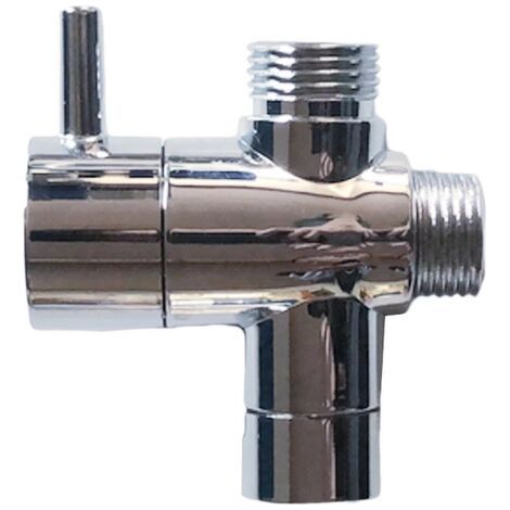 Inverseur de colonne de douche, vanne 3 voies en laiton massif, compatible avec les flexibles de douche, débit d'eau réglable (argent), AB