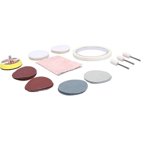 Kit de polissage de verre de montre 20 pièces comprenant poudre à polir, tampon en feutre, roue et papier de verre, outils de réparation et d'élimination des rayures (1/5)