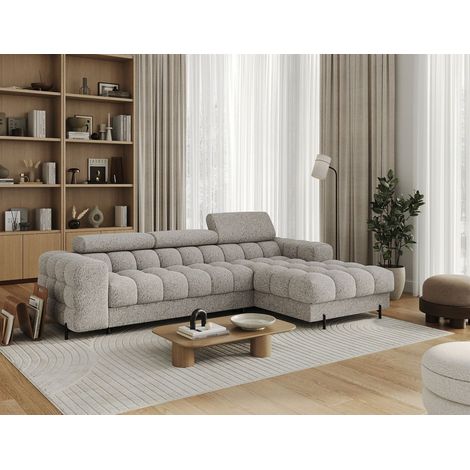 Ecksofa mit Schlaffunktion Sofa FERROL Stoff Punete Beige Ottomane Rechts (1/5)