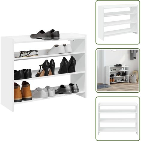 Étagère à chaussures blanc 80x25x62 cm bois d'ingénierie - Étagère À Chaussures - Étagères À Chaussures - Rangement De Chaussures - Armoire À Chaussures (1/5)