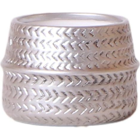 Cache-pot en Céramique Argentée Mate - Pot de Fleurs Design avec Motif Texturé - Ø 6 cm - PANGIVO (1/5)