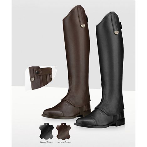2, Schwarz: Modell ILIZIA Chaps aus weichem Kalbsleder mit Innenverstärkung aus Segeltuch, Reißverschluss und Gummizug (1/2)
