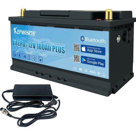 Batterie Lithium LiFePO4, 12V 100Ah, Bluetooth intégré, Longue durée de vie des cycles, 12V 100Ah Bluetooth (1/2)